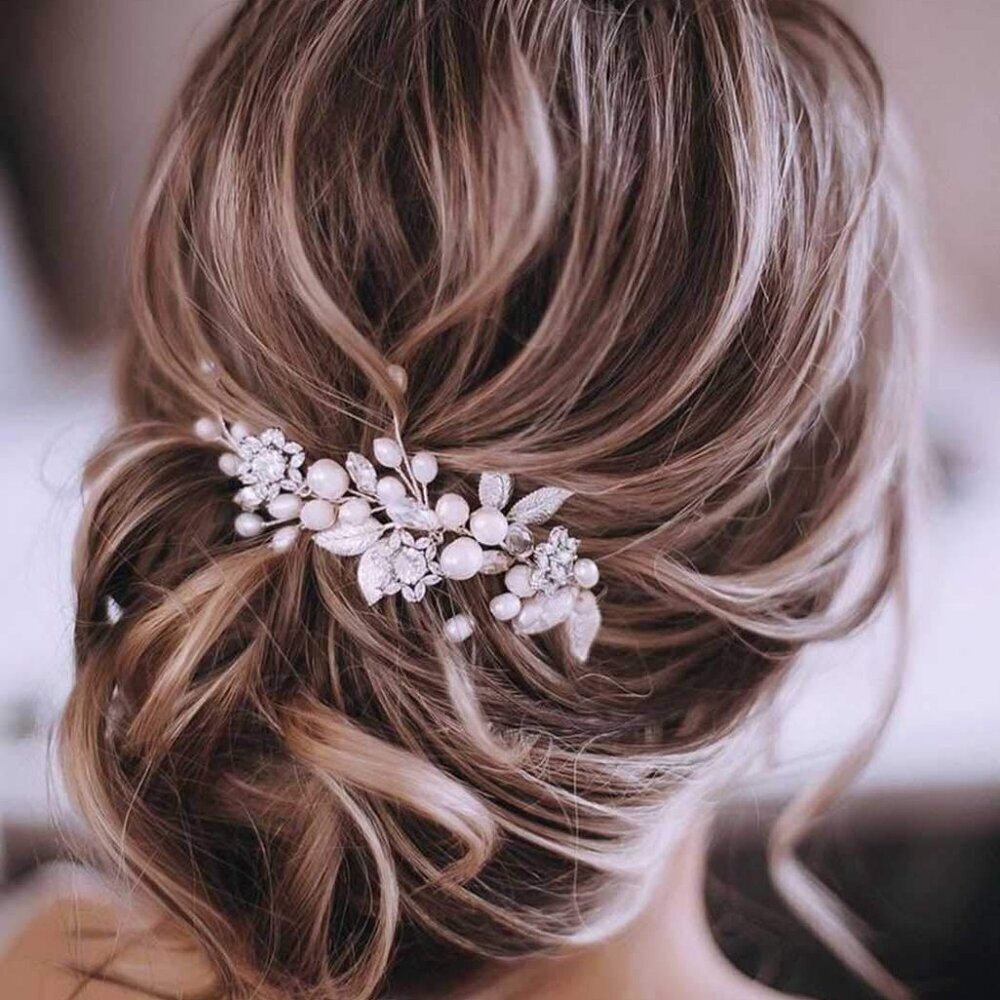 Bride Hair Vine Pearl Bridal Headpiece Silver Wedding Hair Accessories Women Gir
